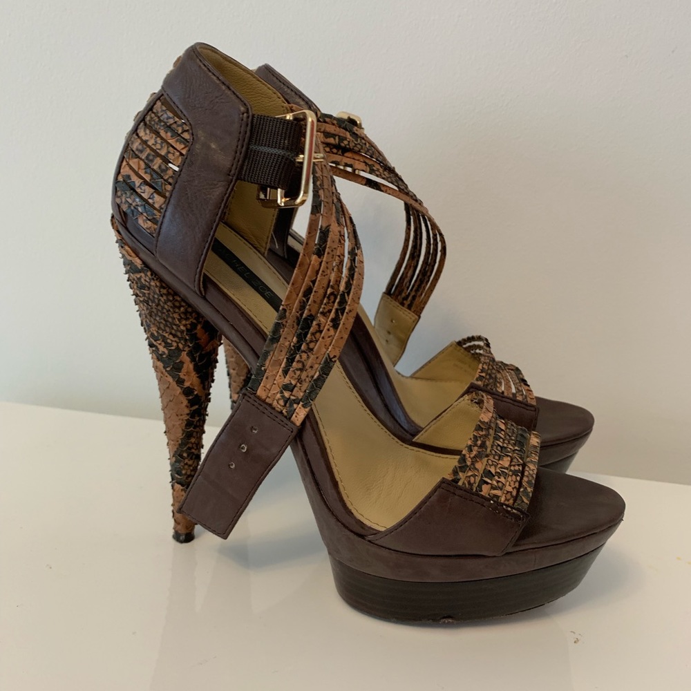 Rachel Zoe Bonnie B  snakeskin/leather, 5” heel